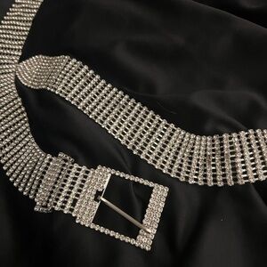 Elegant Silver Rhinestone Belt